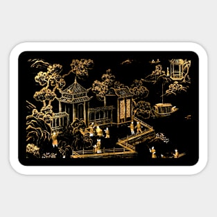 black gold oriental pagodas Sticker